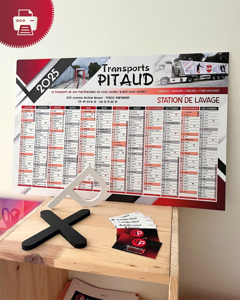 IMPRESSION UV CALENDRIERS "Transports Pitaud"